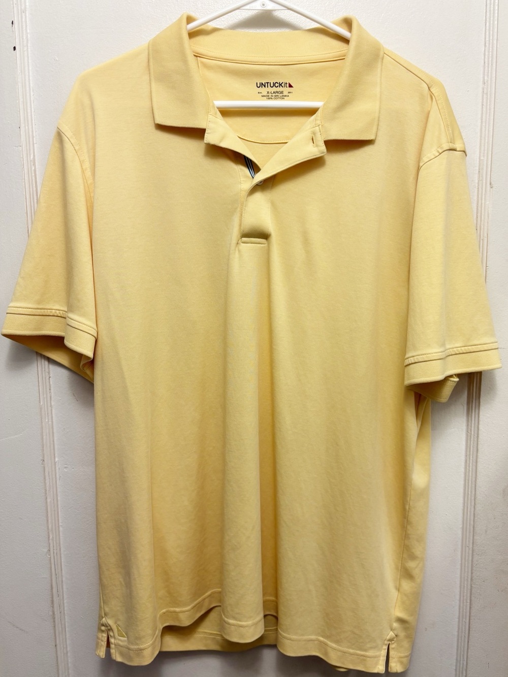 Untuckit Men Damaschino Polo Shirt Short Sleeve Cotton Color Yellow Size X-Large